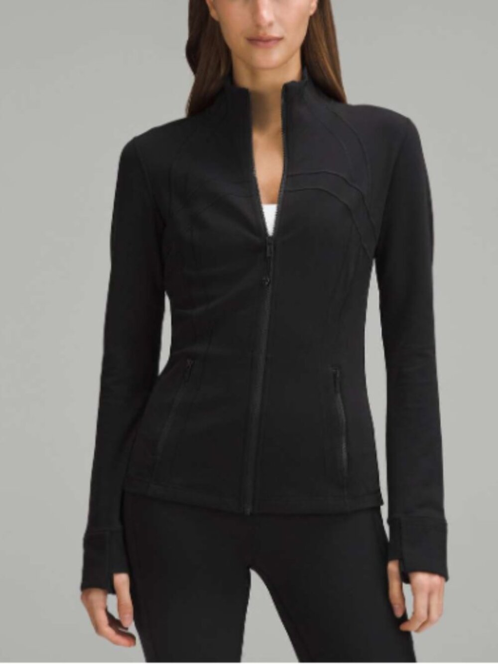 Lululemon Define Jacket *Luon Black Full Zip Athletic Thumbholes Fitted Size 4